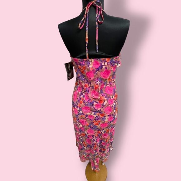 NWT vintage Y2K Rampage slip dress purple, pink, orange sheer floral print sz M - Picture 3 of 15